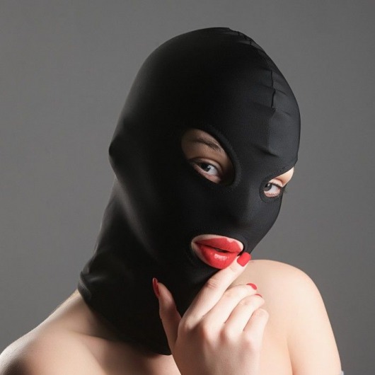 Черная эластичная маска БДСМ с прорезями для глаз и рта - Сима-Ленд - купить с доставкой в Ростове-на-Дону