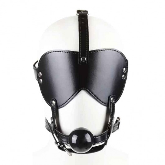 Черная маска-шоры с регулируемыми ремешками и кляпом-шариком - Notabu - купить с доставкой в Ростове-на-Дону
