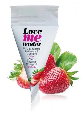 Съедобное согревающее массажное масло Love Me Tender Strawberry с ароматом клубники - 10 мл. - Love to Love - купить с доставкой в Ростове-на-Дону