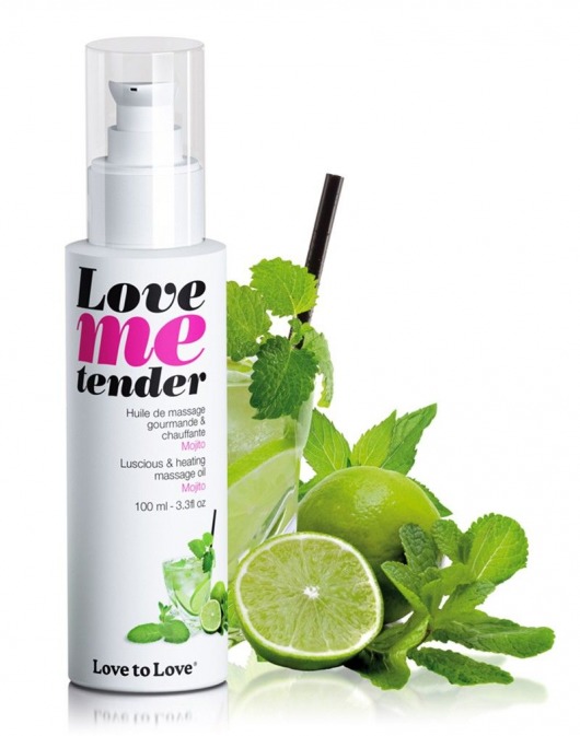 Съедобное согревающее массажное масло Love Me Tender Mojito с ароматом мохито - 100 мл. - Love to Love - купить с доставкой в Ростове-на-Дону