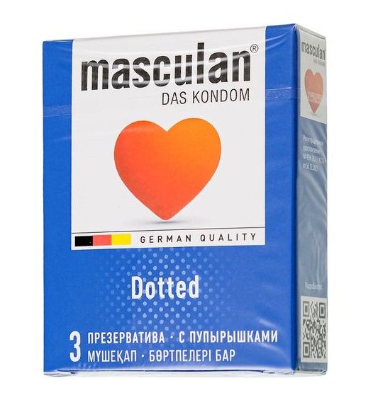 Презервативы с пупырышками Masculan Dotted - 3 шт. - Masculan - купить с доставкой в Ростове-на-Дону