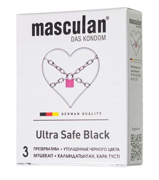 Ультрапрочные презервативы Masculan Ultra Safe Black - 3 шт. - Masculan - купить с доставкой в Ростове-на-Дону