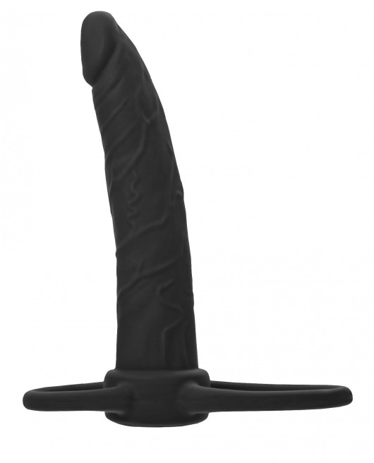 Черная насадка на пенис для двойного проникновения Black Red - 16,5 см. - ToyFa - купить с доставкой в Ростове-на-Дону
