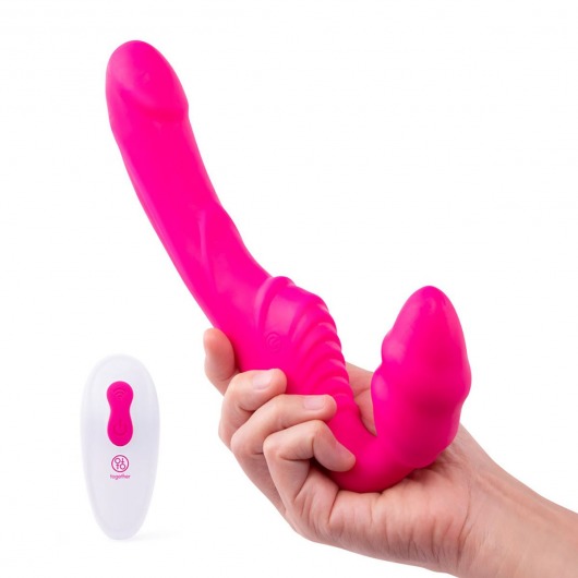 Розовый безремневой страпон на радиоуправлении Strapless Together - 22 см. - Together Toy - купить с доставкой в Ростове-на-Дону