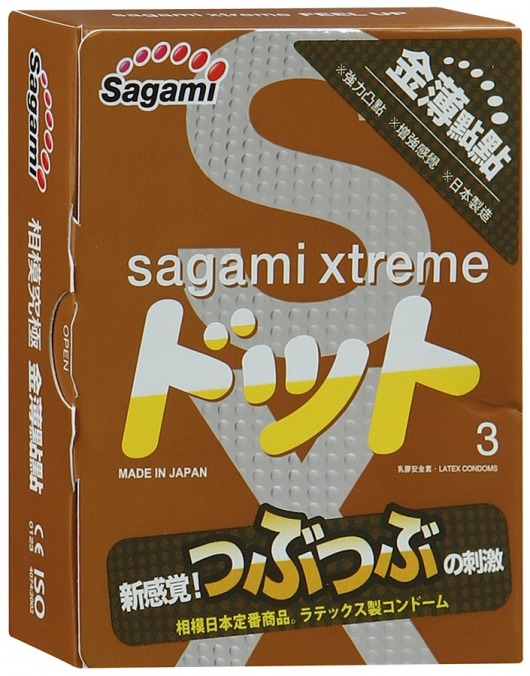 Презервативы Sagami Xtreme FEEL UP с точечной текстурой и линиями прилегания - 3 шт. - Sagami - купить с доставкой в Ростове-на-Дону