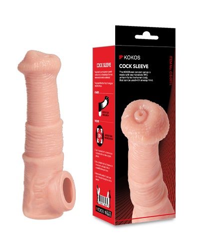 Телесная фантазийная насадка на член Cock Sleeve Size M - KOKOS - в Ростове-на-Дону купить с доставкой