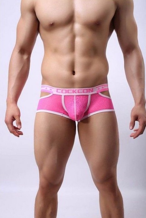 Розовые мужские трусы-хипсы Cockon X Lace Boxer с вырезами - Cockcon купить с доставкой