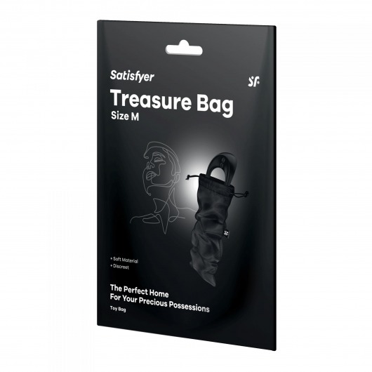 Черный мешочек для хранения игрушек Treasure Bag M - Satisfyer - купить с доставкой в Ростове-на-Дону
