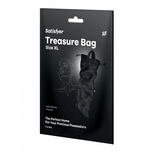 Черный мешочек для хранения игрушек Treasure Bag XL - Satisfyer - купить с доставкой в Ростове-на-Дону