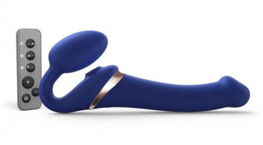 Синий безремневой страпон Multi Orgasm Size M с клиторальной стимуляцией - Strap-on-me - купить с доставкой в Ростове-на-Дону