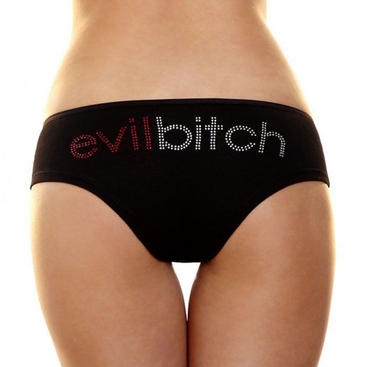 Трусики-слип с надписью стразами Evil bitch - Hustler Lingerie купить с доставкой