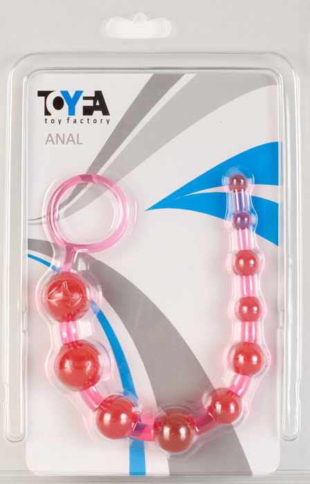 Розовая анальная цепочка из 10 шариков - 25 см. - Toyfa Basic