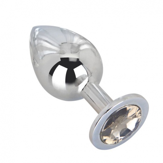 Большой стальной плаг с серым кристаллом Silver Rain - 9,5 см. - Erotic Fantasy - купить с доставкой в Ростове-на-Дону
