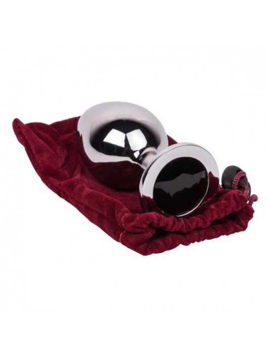 Большой стальной плаг с черным кристаллом Black Rave - 9,5 см. - Erotic Fantasy - купить с доставкой в Ростове-на-Дону