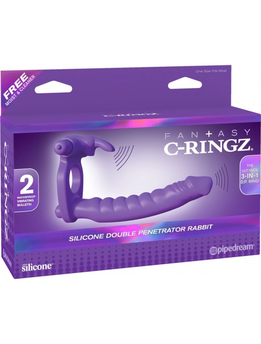 Эрекционное кольцо для двойного проникновения Silicone Double Penetrator Rabbit - Pipedream - в Ростове-на-Дону купить с доставкой