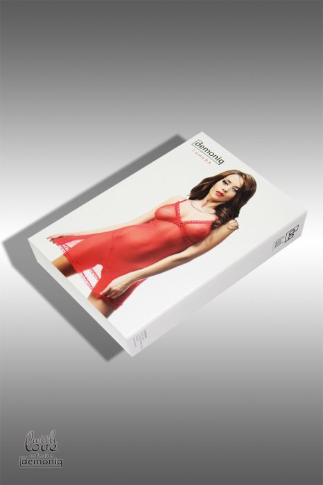 Полупрозрачная сорочка Tamara с трусиками и подвязкой - Demoniq купить с доставкой