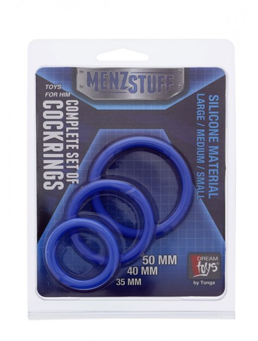 Набор из 3 синих эрекционных колец MENZSTUFF COMPLETE SET OF COCKRINGS - Dream Toys - в Ростове-на-Дону купить с доставкой