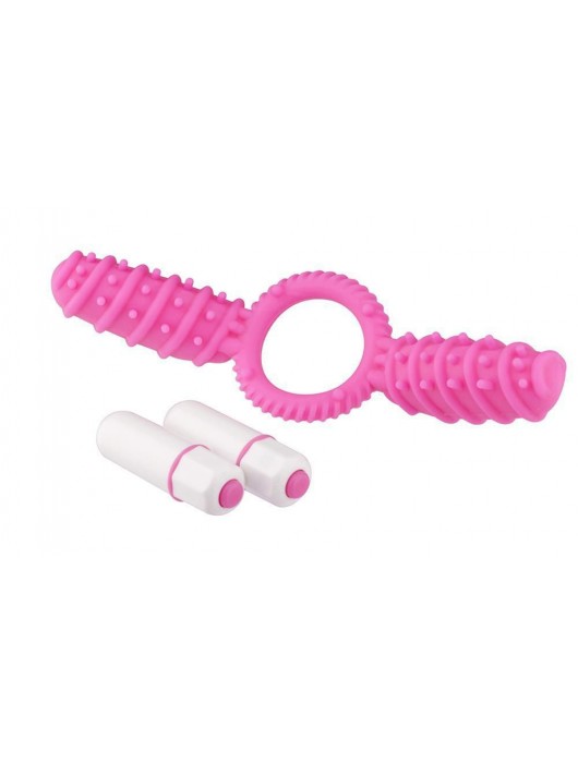 Розовое эрекционное виброкольцо с двумя лепестками - Dream Toys - в Ростове-на-Дону купить с доставкой