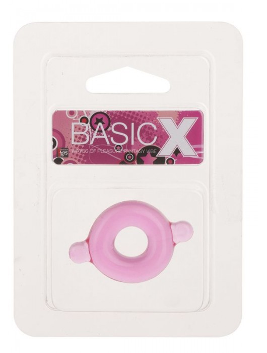 Розовое эрекционное кольцо с ушками для удобства надевания BASICX TPR COCKRING PINK - Dream Toys - в Ростове-на-Дону купить с доставкой