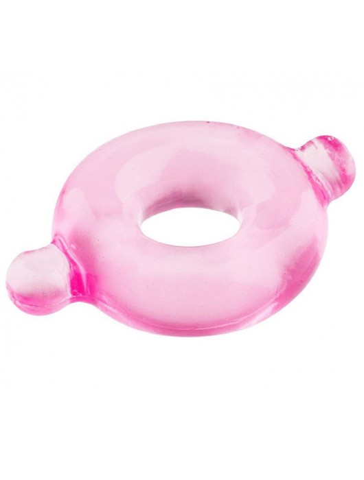 Розовое эрекционное кольцо с ушками для удобства надевания BASICX TPR COCKRING PINK - Dream Toys - в Ростове-на-Дону купить с доставкой