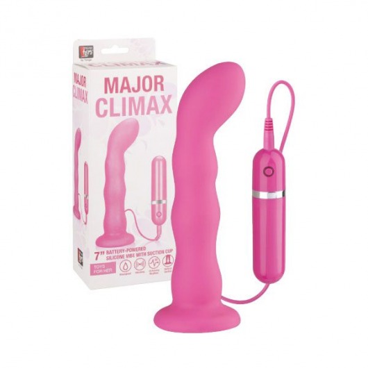 Розовый силиконовый вибратор Major Climax - 17,8 см. - Dream Toys