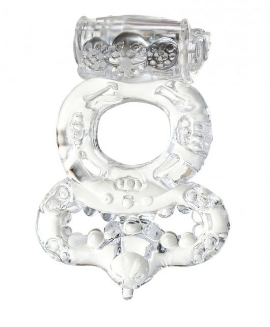 Прозрачное эрекционное кольцо с вибратором  и подхватом - Toyfa Basic - в Ростове-на-Дону купить с доставкой