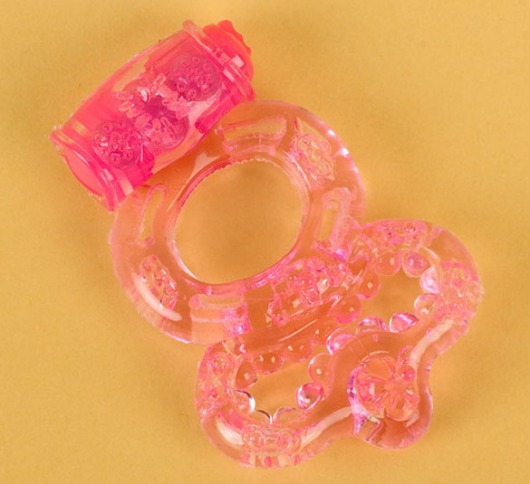 Розовое эрекционное кольцо с вибратором и подхватом - Toyfa Basic - в Ростове-на-Дону купить с доставкой