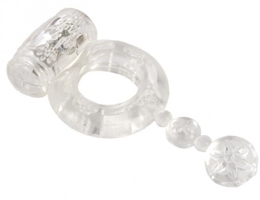 Прозрачное эрекционное кольцо с вибратором и хвостом - Toyfa Basic - в Ростове-на-Дону купить с доставкой
