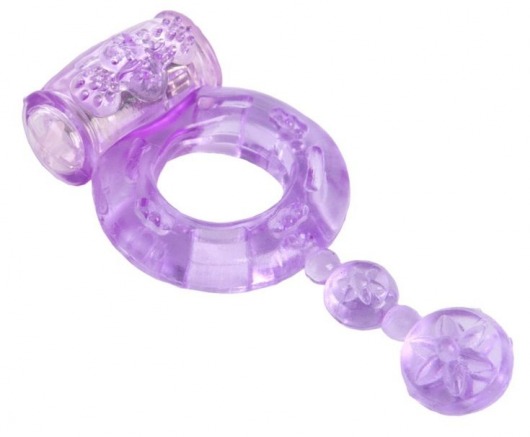 Фиолетовое эрекционное кольцо с вибратором - Toyfa Basic - в Ростове-на-Дону купить с доставкой