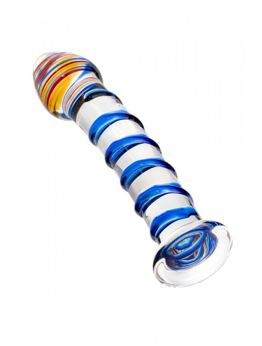 Прозрачный фаллос из стекла со спиралью по телу - 18 см. - Sexus