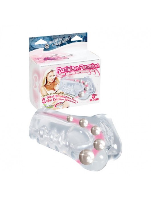 Прозрачный мастурбатор-вагина со стимулирующими бусинами PARISIAN PASSION WITH 5 PEARLS - NMC - в Ростове-на-Дону купить с доставкой