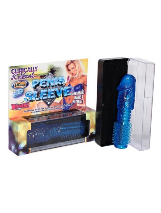 Синяя насадка-ёршик PENIS SLEEVE STRETCHABLE - 16,5 см. - Tonga - в Ростове-на-Дону купить с доставкой