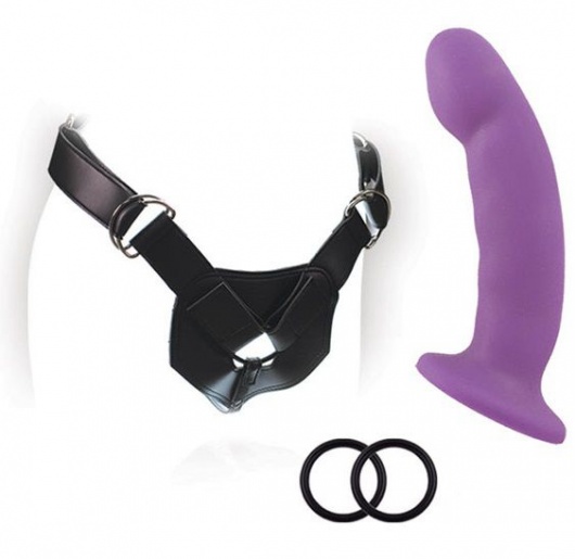 Изогнутый фаллоимитатор с креплением на регулируемом поясе ADVANCED HARNESS KIT WITH CICI - 15 см. - Blush Novelties - купить с доставкой в Ростове-на-Дону