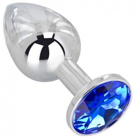 Анальное украшение BUTT PLUG  Small с синим кристаллом - 7 см. - Anal Jewelry Plug - купить с доставкой в Ростове-на-Дону