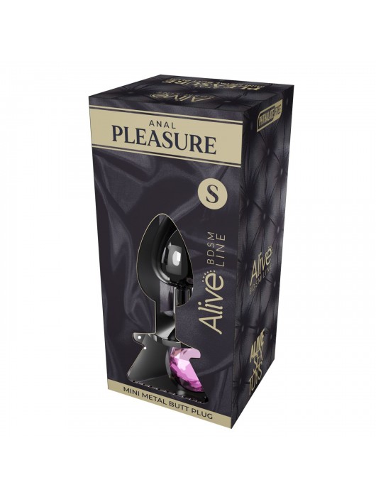 Серебристая анальная втулка с розовым кристаллом Mini Metal Butt Plug Size S - 7 см. - Adrien Lastic