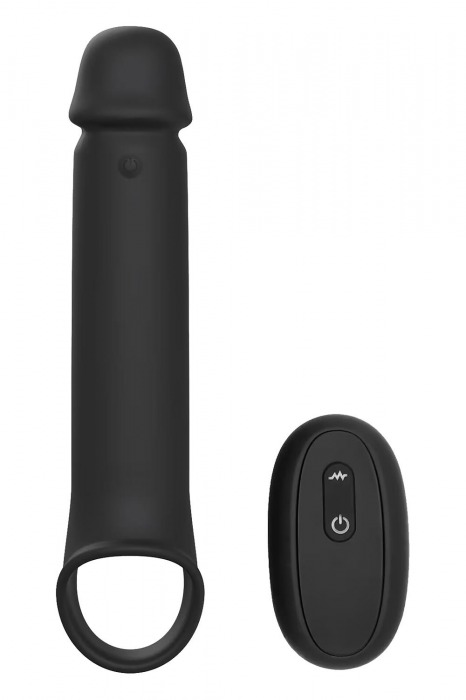 Черная насадка-удлинитель с вибрацией Vibrating Extender With Remote - Dream Toys - в Ростове-на-Дону купить с доставкой
