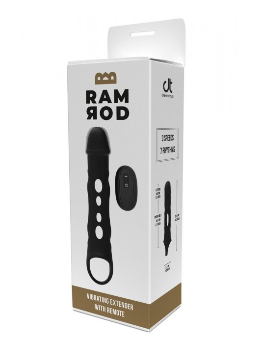 Черная насадка-удлинитель Vibrating Extender With Remote с вибрацией - Dream Toys - в Ростове-на-Дону купить с доставкой