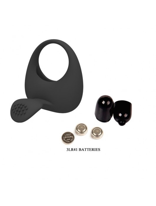 Чёрное эрекционное кольцо с вибрацией и клиторальным язычком - Baile - в Ростове-на-Дону купить с доставкой