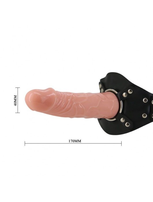 Телесный фаллос с креплением на ногу - 17 см. - Baile - купить с доставкой в Ростове-на-Дону