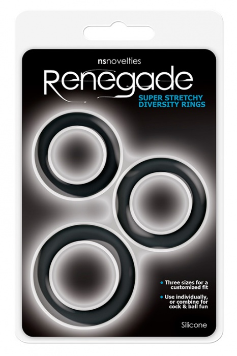 Набор из 3 чёрных эрекционных колец Renegade Diversity Rings Black - NS Novelties - в Ростове-на-Дону купить с доставкой