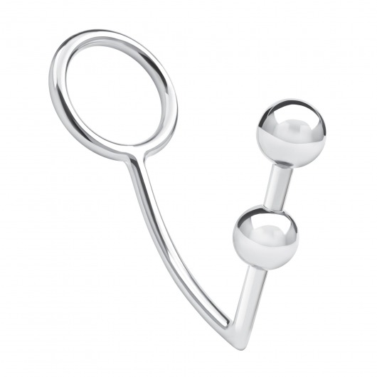 Кольцо на пенис с анальным стимулятором Two Bead Stainless Steel Anal Hook   Cock Ring - BlueLine - в Ростове-на-Дону купить с доставкой