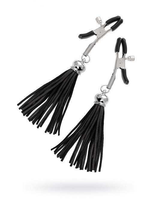 Зажимы на соски «Прищепки» с черными кисточками из замши - Pecado - купить с доставкой в Ростове-на-Дону