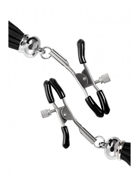 Зажимы на соски «Прищепки» с черными кисточками из замши - Pecado - купить с доставкой в Ростове-на-Дону