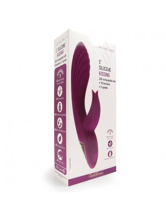 Сливовый вибратор-кролик 5’’ Silicone Kissing - 20,2 см. - Erokay