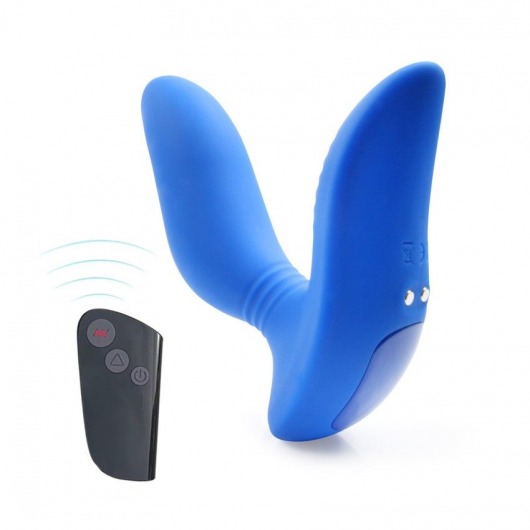 Синий вибромассажер простаты 3,5’’ Remote Control Curve P-spot Massager - 12 см. - Erokay - в Ростове-на-Дону купить с доставкой