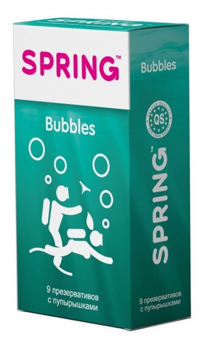 Презервативы SPRING BUBBLES с пупырышками - 9 шт. - SPRING - купить с доставкой в Ростове-на-Дону