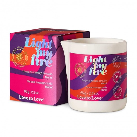 Массажная свеча Light My Fire с ароматом моной - 80 мл. - Love to Love - купить с доставкой в Ростове-на-Дону