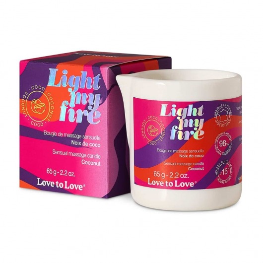 Массажная свеча Light My Fire Coconut с ароматом кокоса - 65 гр. - Love to Love - купить с доставкой в Ростове-на-Дону