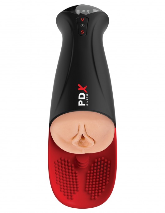 Телесный мастурбатор-вагина в черной колбе с вибрацией Fuck-O-Matic Pro XL - Pipedream - в Ростове-на-Дону купить с доставкой