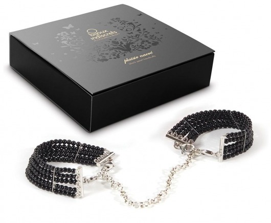 Чёрные дизайнерские наручники Plaisir Nacre Bijoux - Bijoux Indiscrets - купить с доставкой в Ростове-на-Дону